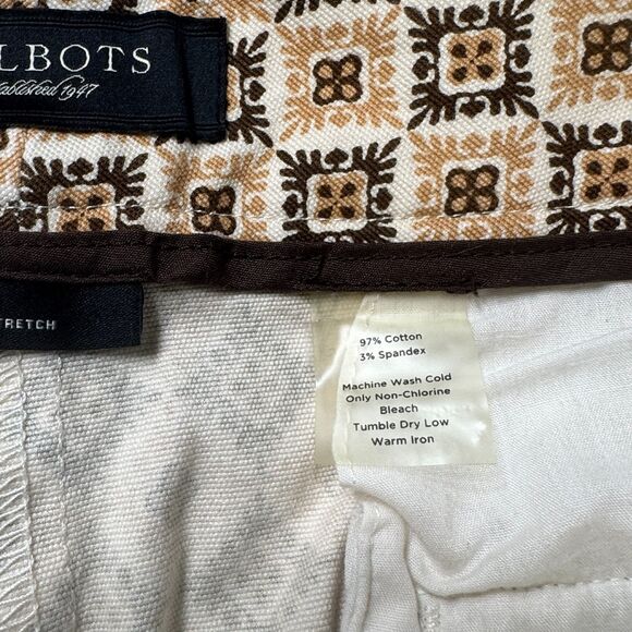 NWOT Talbots Crop Ankle Pants Womens 12 Brown Tan Cream Geometric Tile Stretch - Picture 8 of 14